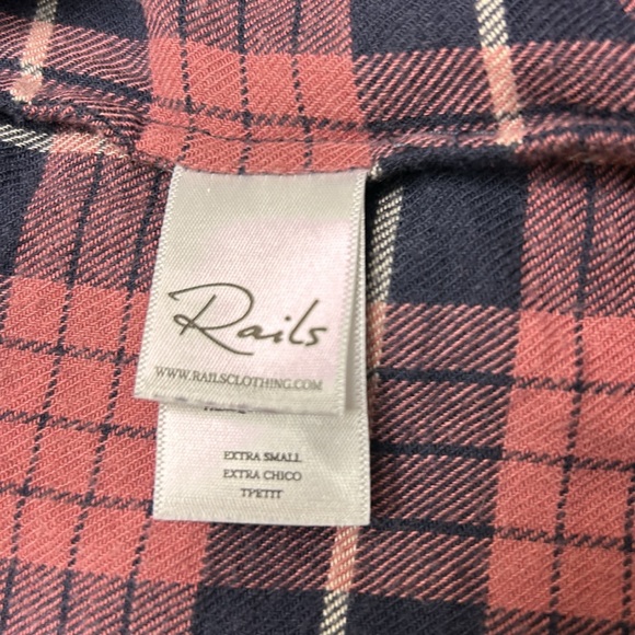 Rails Andie Button Down Shirt In Rose Indigo‎ Plaid Ruffle Collar Casual XS - Picture 14 of 17